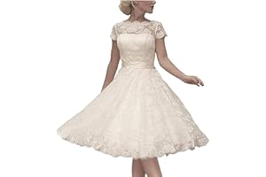 Abaowedding Women's Cocktail Dress Floral Lace Knee Length Short Formal Wedding Bridal Gown