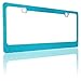 BLVD-LPF OBEY YOUR LUXURY Popular Bling 7 Row Blue Color Crystal Metal Chrome License Plate Frame with Crystal Screw Caps - 1 Frame
