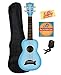 Kala MK-SD-LBBURST Makala Dolphin Soprano Ukulele - Light Blue Burst Bundle with Gig Bag, Tuner, Austin Bazaar Instructional DVD, and Polishing Cloth