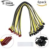 S-Union [6PCs] 16AWG PCI-E 12Pin to Dual 6+2pin Cable. Power Supply Cable for Seasonic X &amp; P Series. GPU/PSU Ethereum ETH Mining Power Supply Cable (Length: 23.6Inch,with 5 Nylon Cable Ties)