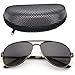 Polarized Aviator Sunglasses for Men by LotFancy, Gray Lens, Gun Metal Frame, Sunglasses Case Included