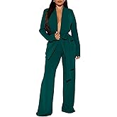 Elainone Women's Business Blazer Pants Set Dressy Professional Suits Wide Leg Office 2 Piece Outfit