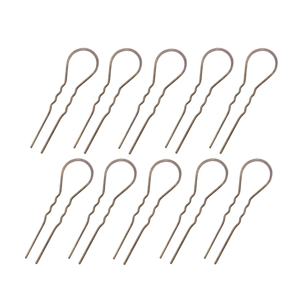 FRCOLOR 10pcs U Shaped Hair Pins Metal Wavy Bun Hairpins Clip Hair Stick for Women Girls (Ancient Bronze)
