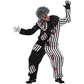 EraSpooky Halloween Bleeding Killer Clown Jumpsuit Men Adult Costume