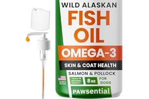 PAWSENTIAL Fish Oil for Dogs & Cats - Natural Omega-3 - Skin & Coat Support - Liquid Food Supplement for Pets - Natural EPA + DHA Fatty Acids for Joint Function, Immune & Heart Health - 8 (fl oz) Anchovy