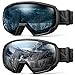 OutdoorMaster Kids OTG Ski Goggles - 2-Pack Over Glasses Kids Ski Goggles, 100% 400UV Protection - for Kids & Youth - Black/Grey (VLT 10%) + Black/L.Blue (VLT 60%)