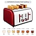 4-Slice Toaster, CUSIBOX Stainless Steel Toaster Four Wide Slots with 7 Bread Browning Settings, REHEAT/DEFROST/CANCEL Function, 1400W, Red