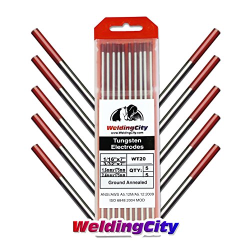 WeldingCity 2% Thoriated (Red) Tungsten TIG Welding Electrodes Assorted Size 1/16