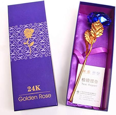 Surenhap 24K Chapado en Oro Flor Rosa 27 cm Rosa Artificiales Flores para el día de
