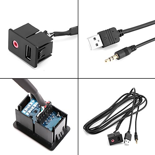 CHELINK Universal 1.5M Flush Mount Cable Autos 3.5mm USB AUX Headphone Male Jack Mounting Modified Socket for Volkswagen Toyota, Car, Vehicle, Marine, Bike, Boat, Motorcycle