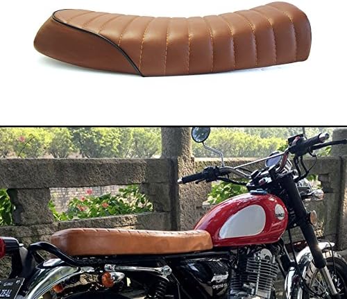 Flat Brown Universal Motorcycle Refit Vintage Saddle Cafe Racer Seats Cushion for Honda Yamaha Suzuki
