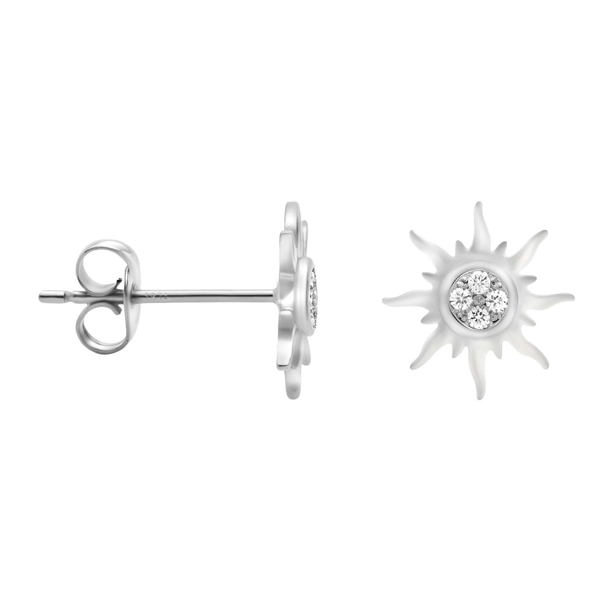 SOFIA MILANI - Women's Earrings 925 Silver - with Zirconia Stones - Star Sun Stud Earrings - 20553