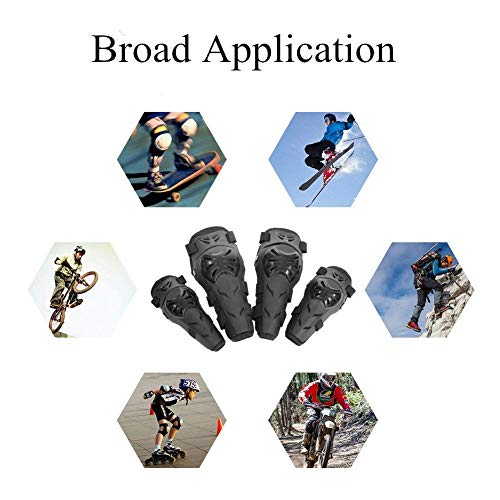 Qii lu 4 pcs Motorcycle Motocross Cycling Elbow and Knee Pads Protection Shin Guards Body Armor Set Black for Adults(Black) - Thumbnail 4