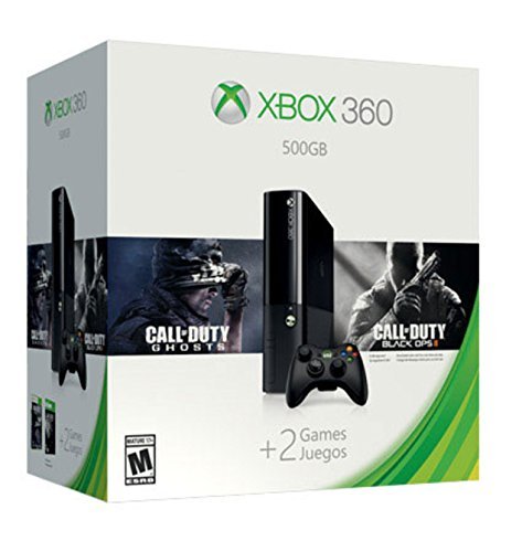 Xbox 360 E + Befehl + Call of Duty Ghosts + Call of Duty Black Ops 2-Konsole (500 GB) Farbe: Schwarz