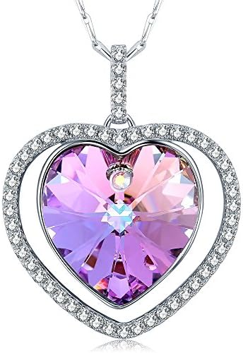 Sterling Silver Heart Pendant Necklace Made with Swarovski Crystal Jewelry Gifts for Women