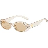 CUBWOSE Retro Oval Sunglasses for Women Fashion Cat Eye Sun Glasses Ladies 90s Vintage Oval Shades
