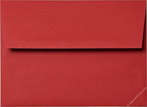 A-7 Cherry Red Solid Matte Envelopes (Straight Flap, (5 1/4" x 7 1/4") - 50 Envelopes from Paper and More