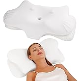 Nandcian Cervical Pillow for Neck Pain Relief, Neck Pillow for Sleeping Side Sleeper Ergonomic Memory Foam Support Pillows Back Sleepers for Sleeping,Machine Washable Pillowcase(1PCS White)