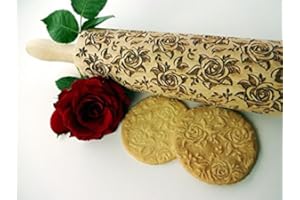 Rolling pin BLOSSOMS WALTZ. Wooden embossing rolling pin with Oriental flowers. Embossed cookies. Pottery. Birthday gift. Gif
