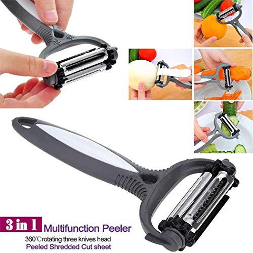 melysUS 3 in 1 Grater, Peeler, Slicer, Rotary Fruit Vegetable Carrot Potato Peeler Cutter Slicer(1PC, Color Random)