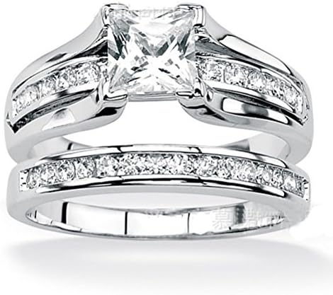 Forsix Stainless Steel Women's Infinity Simulated Diamond Anniversary Promise Wedding Band Engagement Ring Bridal Sets Cubic Zirconia 925 Sterling Silver (Silver, 8)