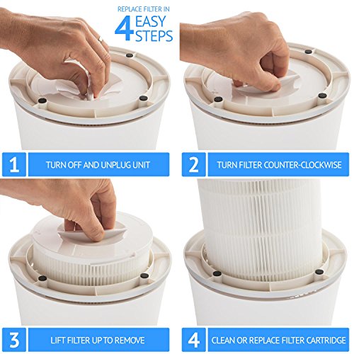 SilverOnyx Air Purifier with True HEPA Carbon Filter, UV Light, Ionizer. Best Home Air Cleaner for Allergies and Pets, Smoke, Dust, Mold, Smokers. Powerful Small to Large Room 500 sq ft. White - Thumbnail 4
