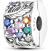 Parmuz Clip Spacer Charm for Bracelet 925 Sterling Silver Pave Cubic Zirconia Clip Lock Spacer Stopper Bead Star Moon Evil Eye charms Jewelry Gift for Woman