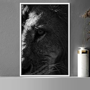 signwin Framed Canvas Wall Art Duotone Lion Animals...