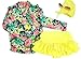 Baby Girls Three Pieces Floral Sun Protection Swimsuit Bikini Set (4-5T, Yellow) XL