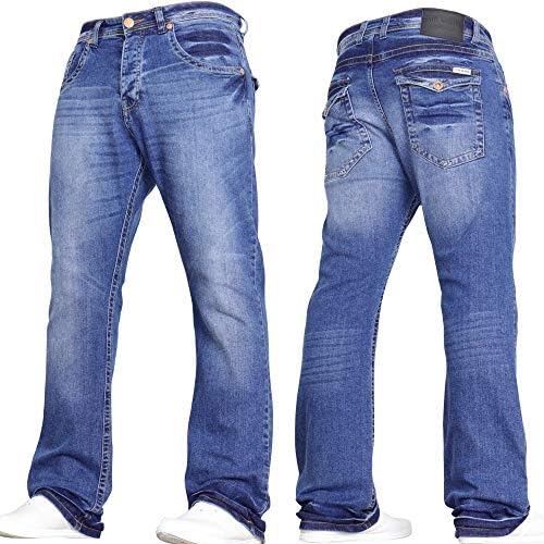 Von Denim Men's Wide Leg Stretch Bootcut Flared Blue Heavy Denim Jeans in All Waist and Sizes
