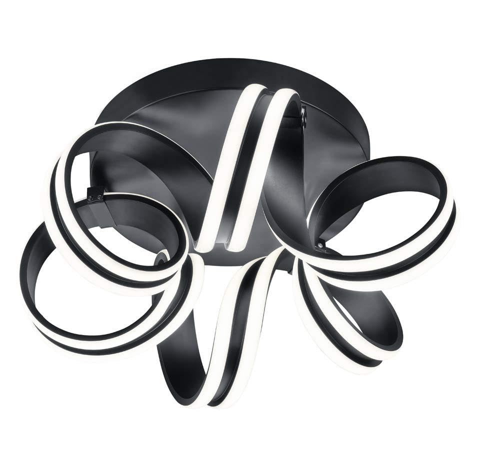 Trio Leuchten Carrera 625010132 LED Ceiling Light Metal Matte Black with 38 Watt LED Switch Dimmer