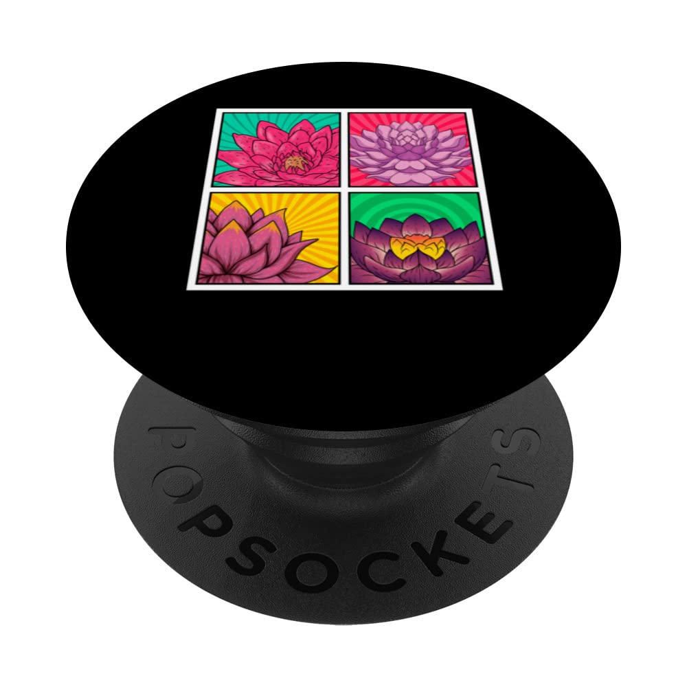 Spiritual Meditation Lotus Flower Blossom Yoga Pop Art Lotus PopSockets Swappable PopGrip