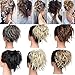 Tousled Updo Ponytail Hair Extensions Fluffy Messy Wavy Ponytails Bun Scrunchies Hairpiece Human Made 100% Real Natural Premium Synthetic Hair for Women Lady ash blonde/bleach blonde