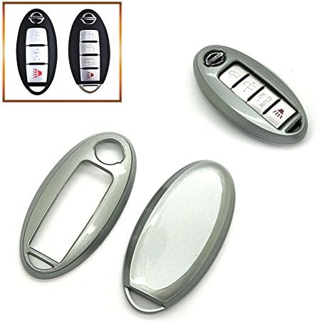 Smart Remote Key Fob Case Cover Shell 3 4 5 Buttons Gloss/Fros Metallic Painted PlasticKey Cover For NISSAN (Grey)