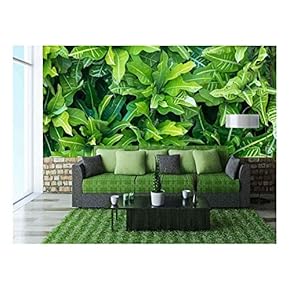 Green Tropical Leaf Pattern Stock, Dominican Republic - Removable Wall Mural | Self-Adhesive Large Wallpaper - 66x96 inches