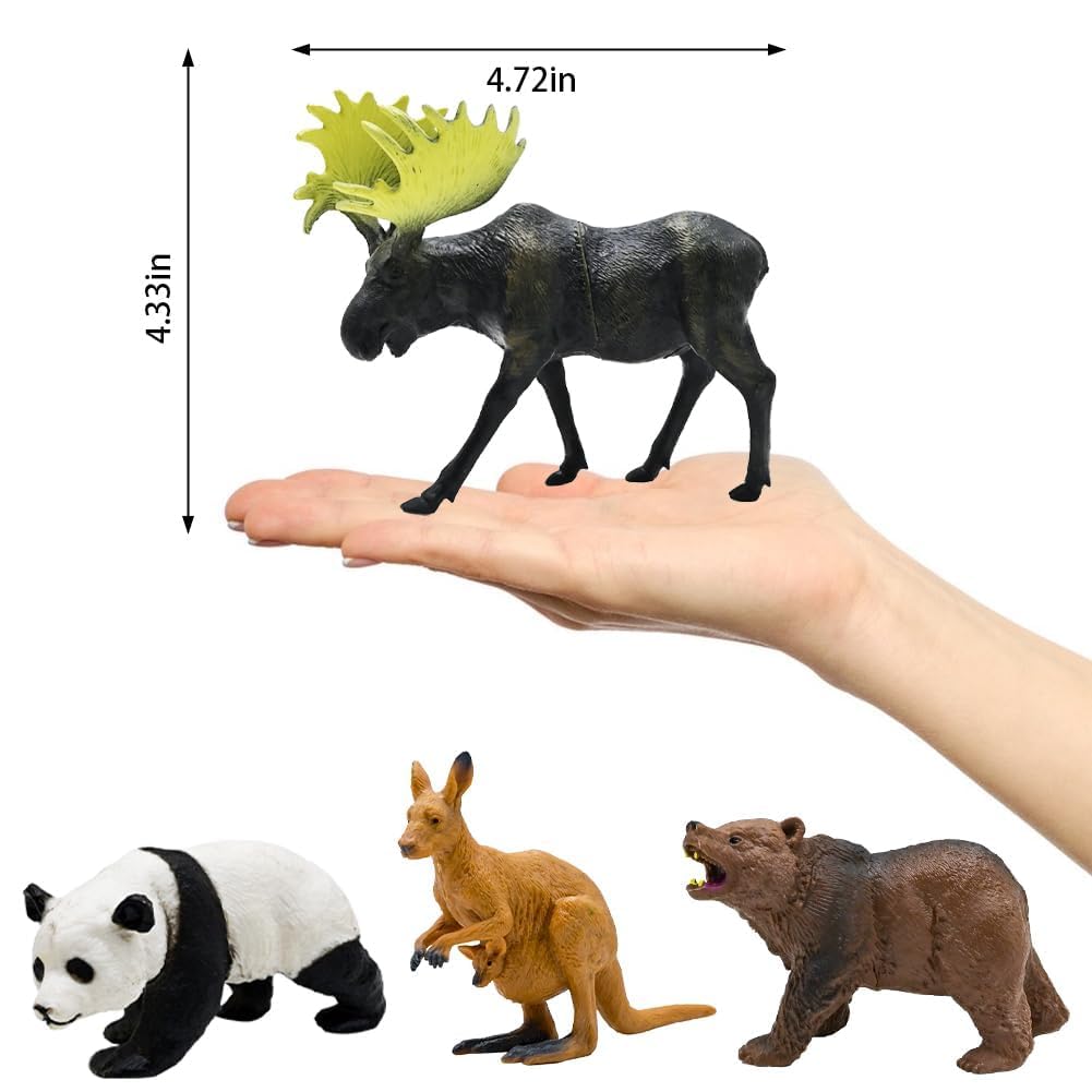 BOLZRA Safari Animals Figures Toys, Realistic Wild Zoo Animal Figurines, Plastic African Jungle Animals Playset for Kids Toddlers, 21Pcs Birthday Gifts Christmas Stocking Stuffers