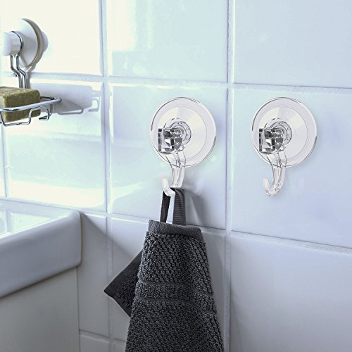 ilikable Home Bathrom Clear Hooks 2 Pack Shower Suction Shower Kitchen Wall Tile Hooks Holder