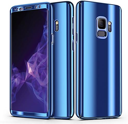 Samsung Galaxy S9 Case, Diaxbest 360 Full Protection Cover Luxury Ultra Slim Bling Plating Mirror Anti-Slip Protective Case with Screen Protector Friendly Compatible Samsung Galaxy S9 (Plating Blue)