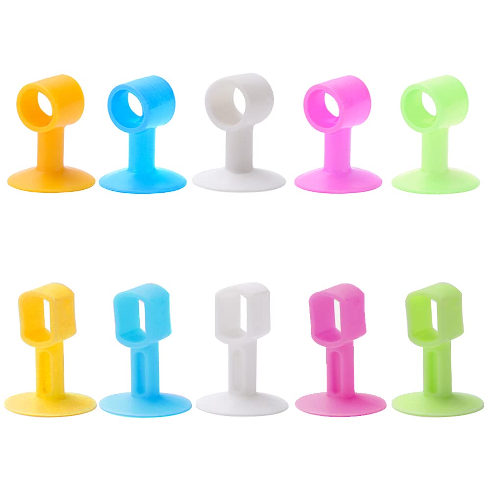 VooGenzek 10 Pieces Silicone Anti-Collision Door Stopper Handles Door, Mute Door Suction Handle, Punch-Free Mute Door for Protect Glass and Walls (5 Colors)