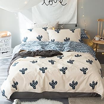 Amazon.com: LELVA Cactus Print Bedding Set Cotton Bedding