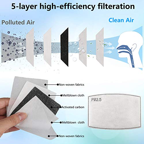 3Pcs Dust ???????????????? Cotton ???????????????? with Va and 20 Replaceable Fs, Washable and Reusable ???????????????? with Adjustable Ear Straps and N Wire for Men Women & Kids (Black)