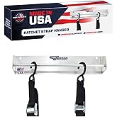 Pit Posse 464 Tie Down Hanger Holder Aluminum Rack - Made in USA - Wall Mounted for Enclosed Race Trailer Garage Shop Storage Organizer- Holds Tie Downs, Ratchet Straps, Bungee Cords (Silver)