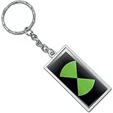 GRAPHICS & MORE Rectangle Ben 10 Logo Keychain in Chrome Plated Metal