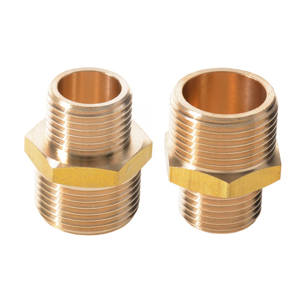 Her Kindness 2 Pcs Brass Bsp Reducing Connector, 1/2 to 3/4 BSP Adapter