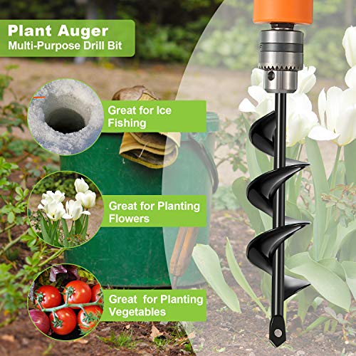 Mudder Erdbohrer Garten Bohrer Garten Pflanze Erdbohrer 8,7 x 1,57 Zoll und 14,5 x 1,96 Zoll Spiral Bohrer für 3/8 Zoll… – Bild 8