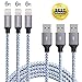 ANTAOLE iPhone Charger, 3PACK 6Feet Nylon Braided Charging Cable Cord Lightning to USB Cable Charger for iPhone X / 8 / 7 / 6 / 6s / plus / 5c / 5s / SE, iPod, iPad, IOS11 and More (Silver White)