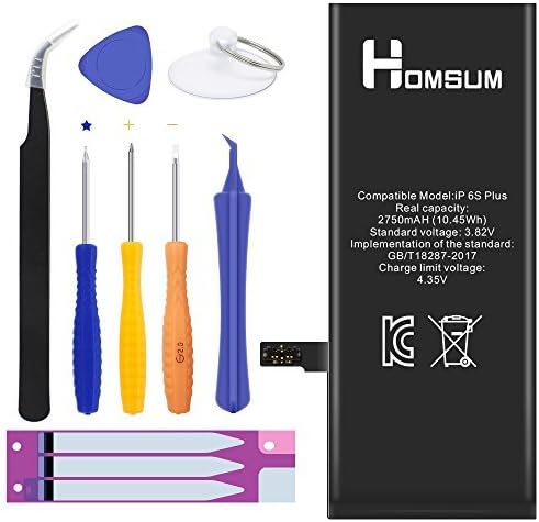 HOMSUM Battery for iPhone 6S Plus, Full 2750 mAh 0 Cycle with Replacement tools kit &amp; Step by Step Instruction [2-Year Warranty]