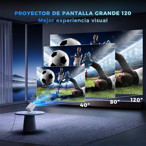 HUSEYTA Mini Proyector Portátil 4K Auto Keystone, Proyector Inteligente 250 ANSI con WiFi 6 y BT 5.4, Android 11.0 Incorporado, Pantalla 150 Pulgadas Compatible con iOS/Android/PC/PS5