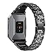 bayite Metal Bands Compatible with Fitbit Ionic Replacement Band with Rhinestone Bling Adjustable Bracelet, Black