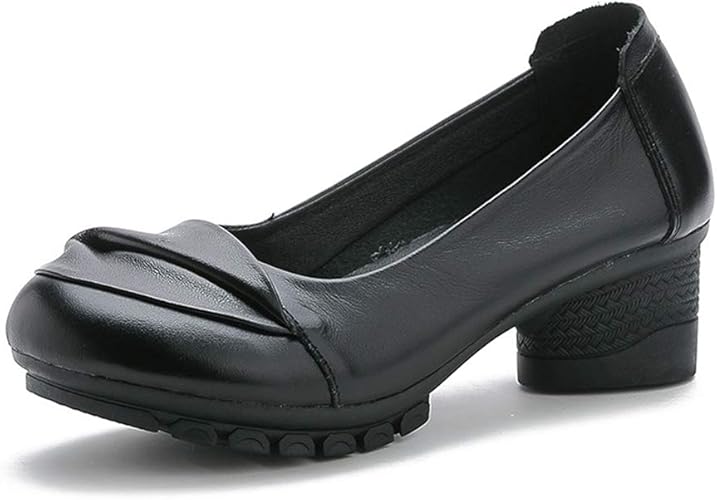 Amazon スター イー ビズネス パンプス レディース オープントゥ 履きやすい レザー 中ヒール 履き心地 プレゼント 婦人靴 ウォーキングシューズ シニアシューズ 母の日 介護用 介護士 歩きやすい 快適 通気 デザインヒール Star E Business スター イー ビズネス